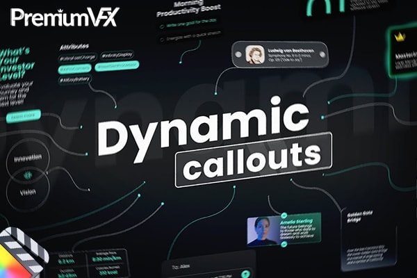 【FCPX插件】30个精美时尚动态跟踪弹窗信息指示标注动画 PremiumVFX – Dynamic Callouts 汉化版