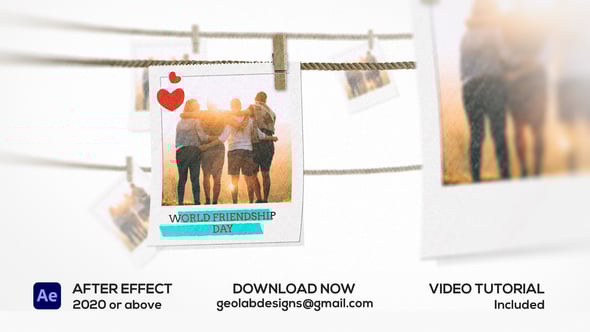【AE模板】浪漫回忆世界旅行纪念相册幻灯片动画 World Friendship Day
