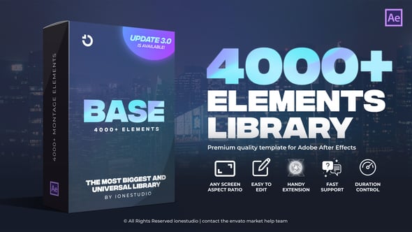 【AE脚本】4000种视频无缝转场字幕条标题图形排版设计调色视觉特效预设包 BASE V3.0 For After Effects