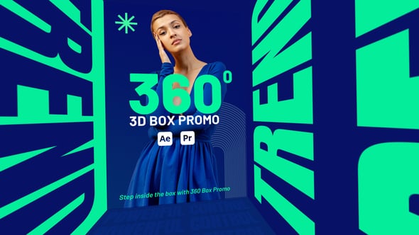 【AE/PR模板】三维盒子内部空间 360 度翻转展示图文介绍动画 360 Box Promo