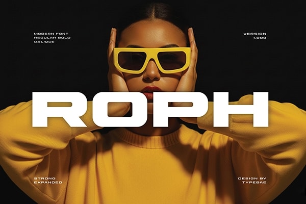 【字体】时尚扁平粗体现代品牌标识排版设计无衬线英文字体 Roph – Modern Brand Identity Font