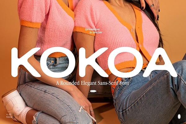 【字体】潮流时尚圆润优雅自然平滑折角标题排版设计无衬线英文字体 Kokoa – Rounded Elegant Sans-Serif