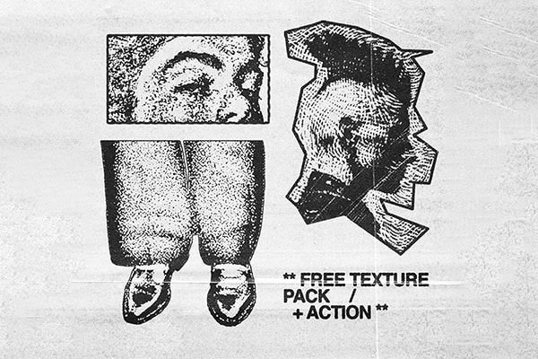 【PS动作】粗犷复古街头摇滚艺术朋克美学粗糙颗粒仿旧设计PS动作 Design Syndrome – Noise Graphics Pack