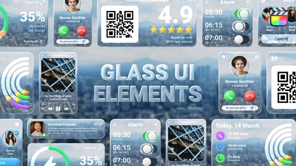【FCPX插件】8款精致磨砂玻璃效果弹窗小控件元素动画 Liquid Glass Elements Pack 汉化版