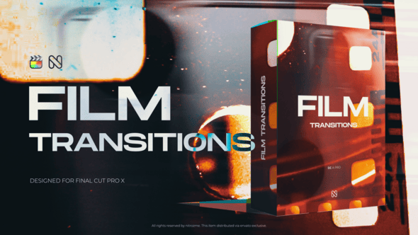【FCPX插件】50个复古怀旧电影胶片闪烁穿孔灼烧转场预设 Film Transitions for Final Cut Pro