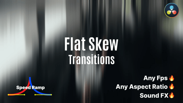 【达芬奇模板】40种透视扁平效果视频转场预设 Flat Skew Transition