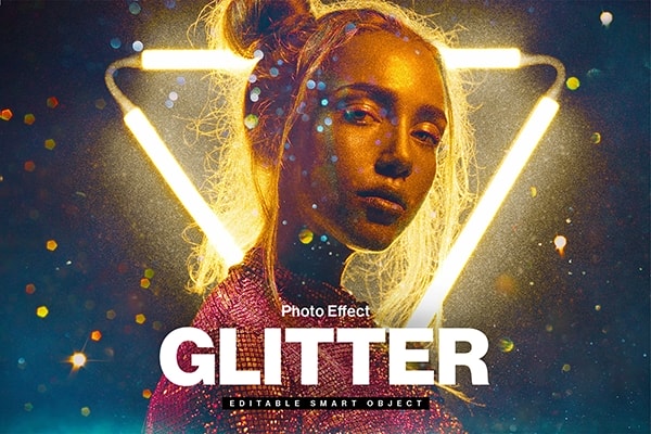 【PSD模板】优雅复古散景光斑抽象艺术元素照片特效模板 Abstract Bokeh Glitter Photo Effect Template