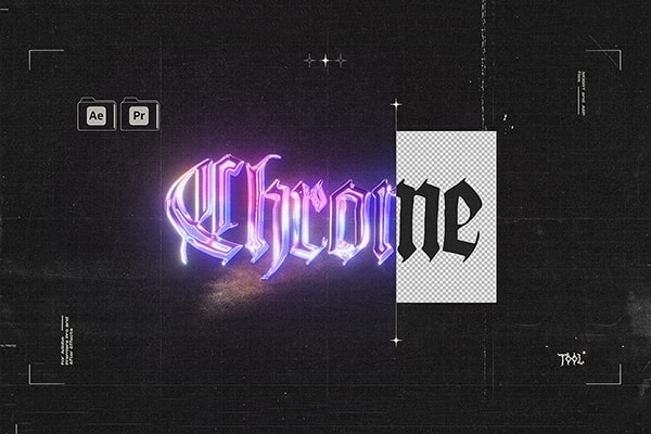 【AE/PR模板】文本图形快速转换炫彩3D镀铬金属纹理特效 Animafx – Chrome Tool