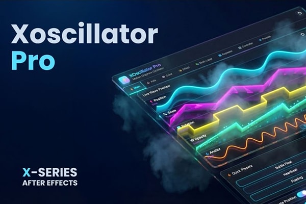 【AE脚本】动态图形MG动画快速生成工具 XOscillator Pro v1.0.0 汉化版 +使用教程