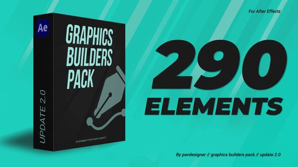 【AE模板】290种现代时尚流行图形文字标题排版动画 Graphics builders Pack 2.0