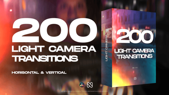 【达芬奇模板】200组镜头动感光效闪烁视频过渡转场预设 Light Camera Transitions for DaVinci Resolve