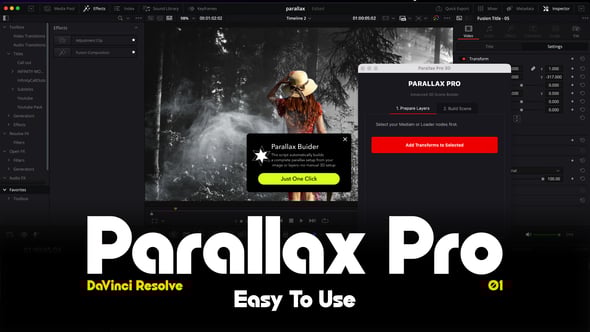 【达芬奇脚本】快速创建3D摄像机视差效果 Parallax Pro – Davinci Resolve