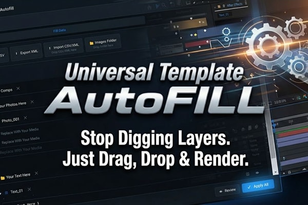 【AE脚本】AE模板可编辑占位元素自动填充扩展工具 Universal Template AutoFill v1.0.1 汉化版 +使用教程