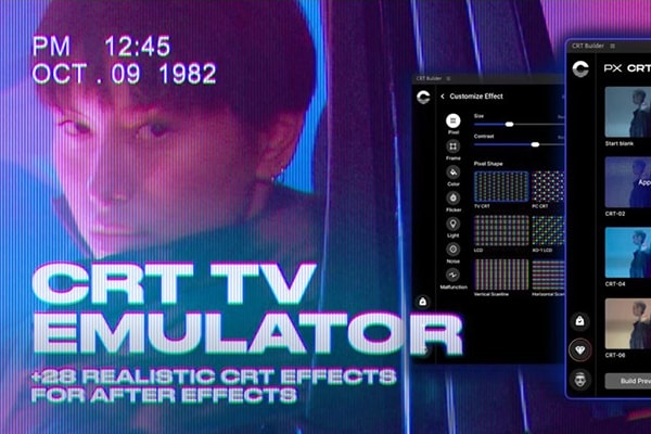 【AE脚本】老式复古CRT显像管显示器电视画面显示特效预设 CRT TV Emulator v1.0.0 +使用教程