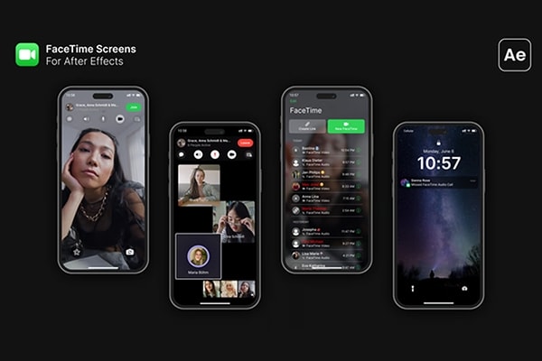 【AE模板】手机视频通话界面场景演示动画 Dynamic Mobile Video Call Interface Template